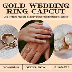 Gold Wedding Ring Display Product Instagram Post Cream Minimalist