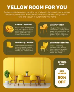 Household Yellow Sofa Display