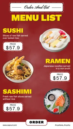 Food And Beverage Marketing Poster Instagram Story Menu List