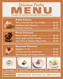 delicious pastry menu