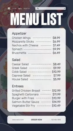 Food Menu List Tiktok Post