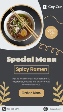 Food Ramen Instagram Story Black Gold