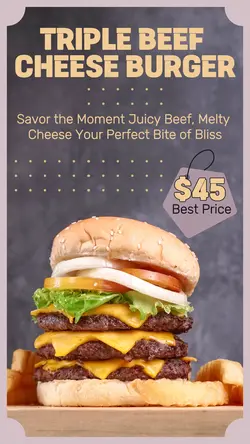 Food Triple Beef Cheese Burger Instagram Story