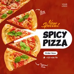New Pizza Instagram Post Maroon