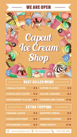 Ice Cream Shop Menu Poster Promotion Insta Story