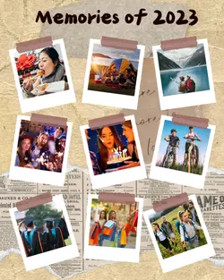 Non-marketing photo collage aesthetic memories of 2023