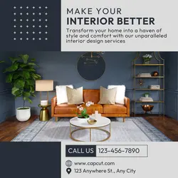 Inetrior Design Instagram Post Blue Minimalist