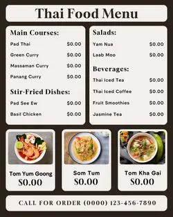 thai food menu instagram post