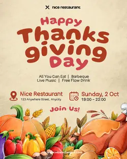 Thanksgiving Day Restaurant Event Promo Instagram Post
