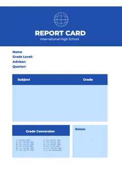 Non-marketing Report Card Blue