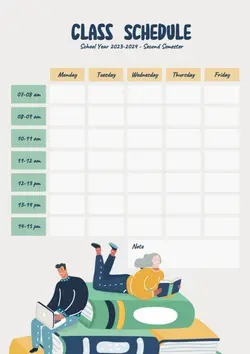 Non-marketing Class Scedule Yellow & Green