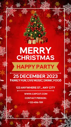 Merry christmas happy party red instagram story