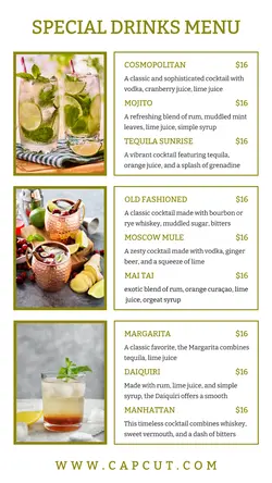 Beverage Special Drinks Menu Instagram Story