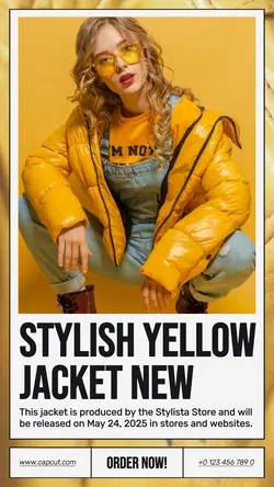Stylish Yellow Jacket New Product Display Instagram Story Yellow Minimalist