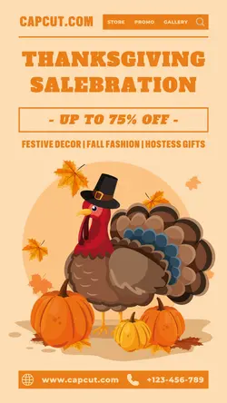 Thanksgiving Day Sale Poster Promotion IG Story