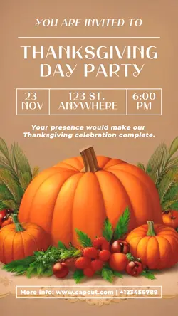 Thanksgiving Day Party Invitation TikTok Post