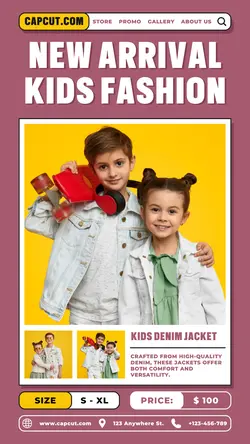 Kids Denim Jacket Product Display Instaram Story
