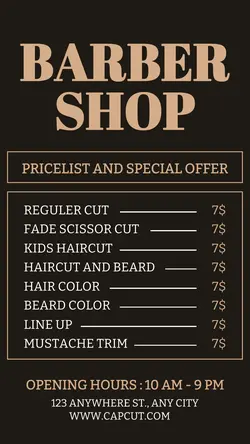 Barber Shop Pricelist Instagram Story