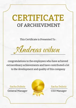 Non-Marketing Ceritificate White Minimalist