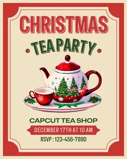 Christmas Tea Party Invitation Instagram Portrait