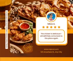 Food Customer Review Facebook Post Yellow Brown Phone Message