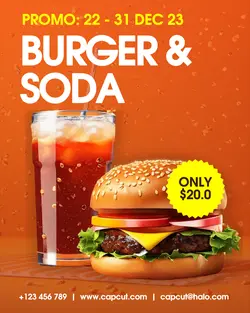 Burger And Soda Food And Beverage Promotion Instagram Post