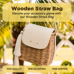 E-commerce Hero Image Fashion Wooden Straw Bag