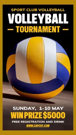 Sport Volleyball Tournament Promotion Instagram Story Yellow Flat Modern
