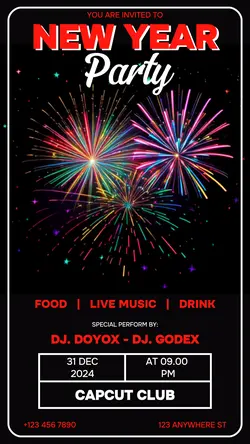 New Year Party Invitation Instagram Story