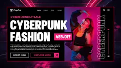Cyberpunk Fashion Cyber Monday Sale Promotion Website