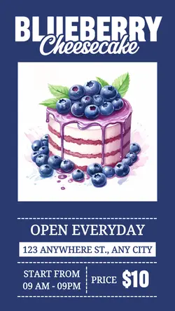 Blueberry Cheesecake Food Promotion Instagram Story