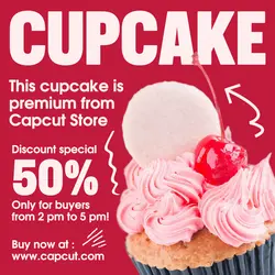 Food Cupcake Promotion Instagram Post Red Pink Minimalist