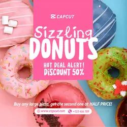 Promotion Donuts Instagram Post Blue Pink
