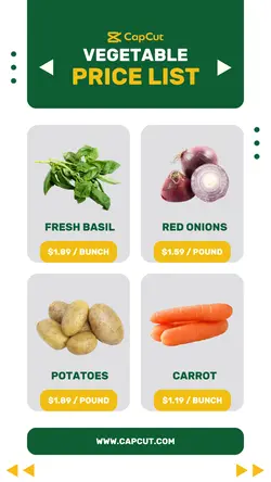 Food Vegetable Pricelist Instagram Story
