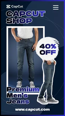 Fashion Men's Jeans Product Display 40% OFF Promo Instagram Story