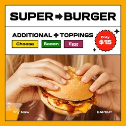 Yellow Modern Burger Promo Instagram Post
