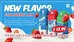 Food Promotion Strawberry Milk Facebook Cover