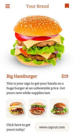 Food Big Hamburger Sale Instagram Story