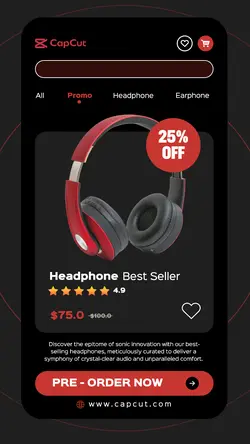 Headphone Best Seller Promotion UI Style Story