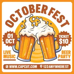 October Fest Event Instagram Post Orange Brown Flat Modern