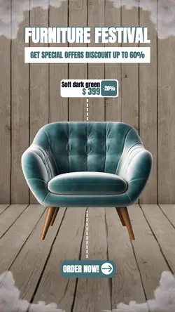 Haushaltszubehör & Möbel Promotion / Rabatt Instagram Story weiche grüne Farbe