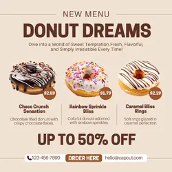 Donut Dreams Menu Promotion Instagram Post 