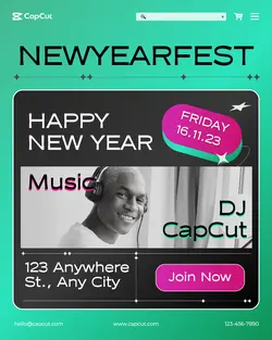 New Year Festival Pink Torquoise Promotion Instagram Potrait