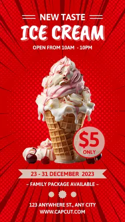 New taste ice cream red promotion product instagram story