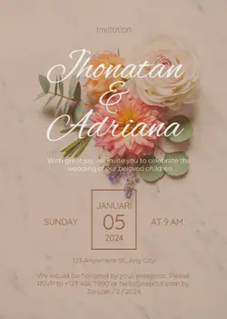 Non-marketing Wedding Invitation Flower Rose