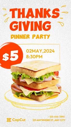 Thanksgiving Foods Sandwich Price reduction Line 