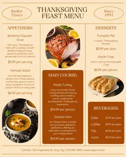 Thanksgiving Food Menu Promotion Instagram Portrait