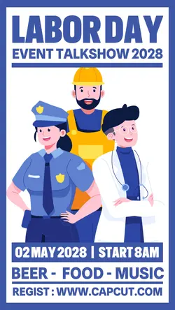 Labor Day Event Promotion Instagram Story Blue Flat 