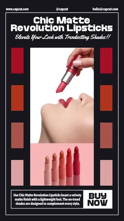 Beauty and Personal care Product Display Chic Matte Revolution Lipsticks Instagram Story