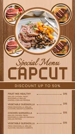 food and beverage sales promotion menu post Classic wood